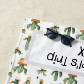 Serviette De Plage Cactus pointillés sur blanc (En situation)