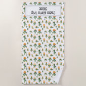 Serviette De Plage Cactus pointillés sur blanc (Devant)