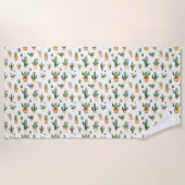 Serviette De Plage Cactus pointillés sur blanc (Devant)