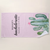 Serviette De Plage Cactus Succulent Désert Bachelorette rose (Devant)