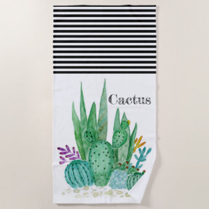 Serviette De Plage Cactus watercolor cacti flowers floral desert illu
