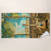Serviette De Plage cadeau amant guitare rétro (Devant)