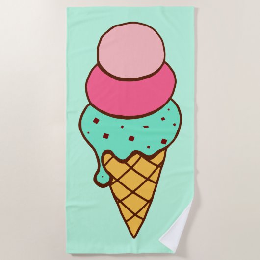 Serviette de plage Cadeau cornet de glace à la men (Devant)