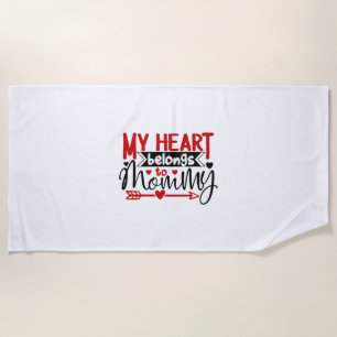 Serviette De Plage Cadeau Couple Mon Coeur Appartient À Maman