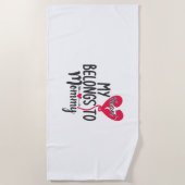 Serviette De Plage Cadeau Couple Mon Coeur Appartient À Maman (Devant)