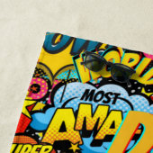 Serviette De Plage Cadeau DAD de marque personnalisée - Comic Superhe (En situation)