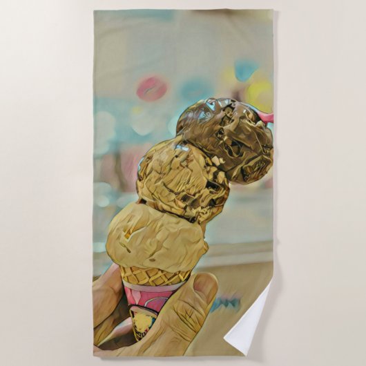 Serviette De Plage Cadeau d'anniversaire de crème glacée (Devant)