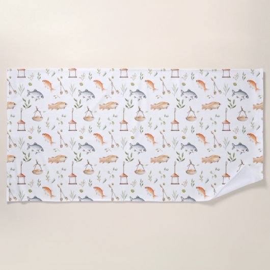 Serviette De Plage Cadeau d'anniversaire | Pêche avec moi (Devant)