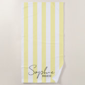 Serviette De Plage Cadeau de Demoiselle d'Honneur à Rayures Jaunes Ma (Devant)