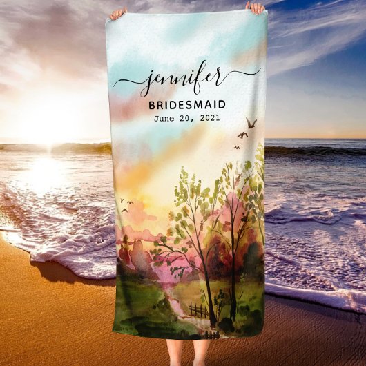 Serviette De Plage Cadeau de demoiselle d'honneur - Nom personnalisé 