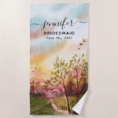Serviette De Plage Cadeau de demoiselle d'honneur - Nom personnalisé  (Devant)