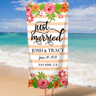 Serviette De Plage Cadeau de douche de mariée, lune de miel personnal