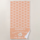 Serviette De Plage Cadeau de fête de bachelorette Polka Dots Peach (Devant)