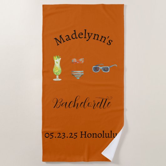 Serviette de plage cadeau de fête de mariage orang (Devant)