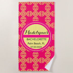 Serviette De Plage Cadeau de fête de mariage rose néon mignon personn