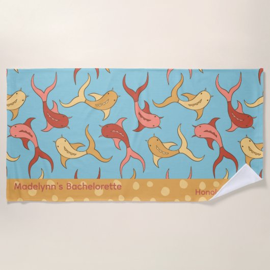 Serviette De Plage Cadeau de mariage mignon personnalisé Poisson Koï (Devant)