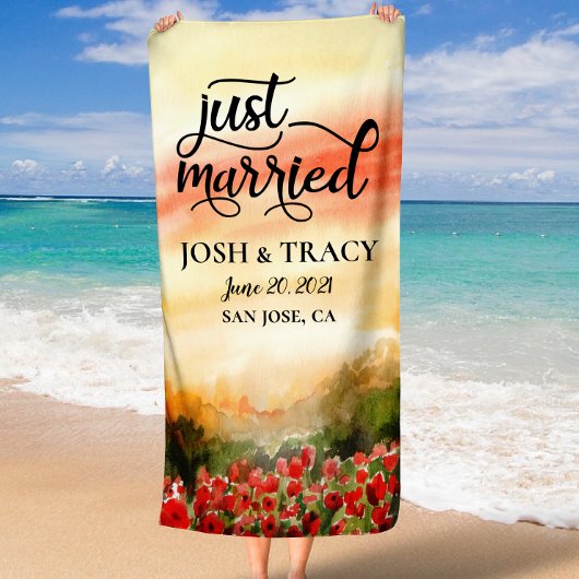 Serviette De Plage Cadeau de mariage personnalisé M et Mme, Fiançaill