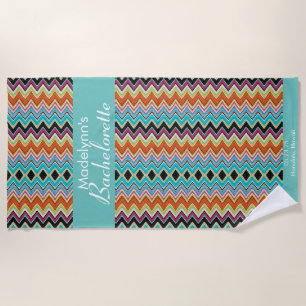 Serviette De Plage Cadeau de mariage personnalisé motif zigzag