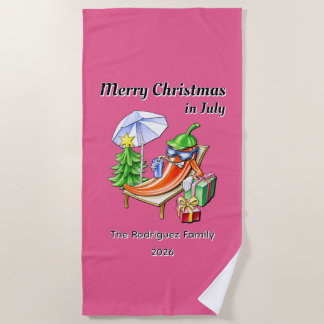 Serviette De Plage Cadeau de Noël en juillet pour une fête de famille
