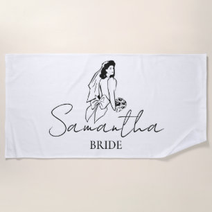 Serviette De Plage Cadeau de nom de mariée personnalisé