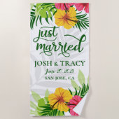 Serviette De Plage Cadeau de Remise de Mariée, Tout juste Mariés, Mon (Devant)