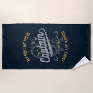 Serviette De Plage Cadeau drôle de marin, naviguant capitaine Retro