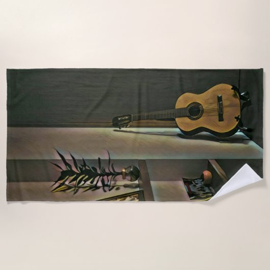 Serviette De Plage cadeau guitariste cool (Devant)