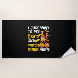 Serviette De Plage Cadeau Halloween Je Veux Juste Pet Chats Anniver