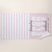 Serviette De Plage Cadeau moderne Blush Bachelorette (Devant)