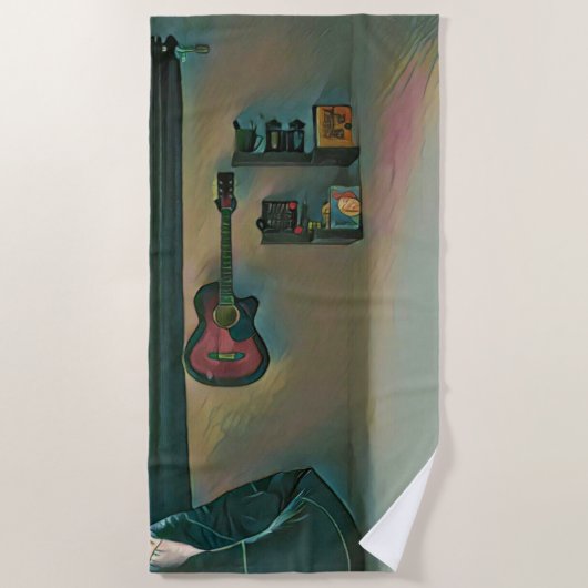 Serviette De Plage Cadeau pour guitariste (Devant)