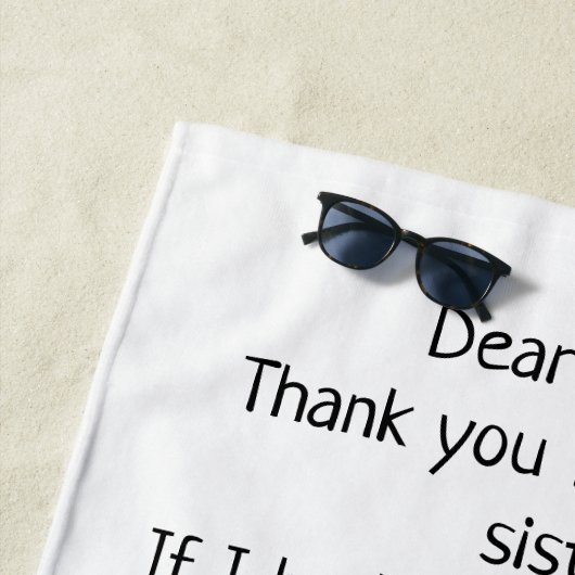 Serviette De Plage Cadeau pour Soeur avec message personnalisé (En situation)