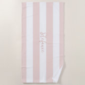 Serviette De Plage Cadeaux de bapteme chic élégant rayure rose (Devant)