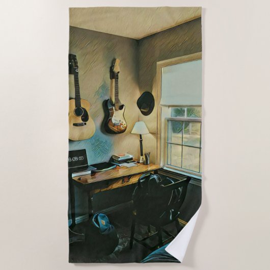 Serviette De Plage Cadeaux de guitare pour petite amie (Devant)