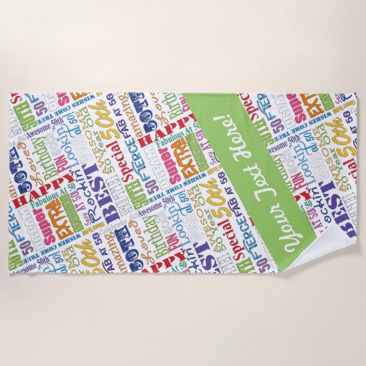 Serviette De Plage Cadeaux Uniques Et Spéciaux 50e Anniversaire (Devant)