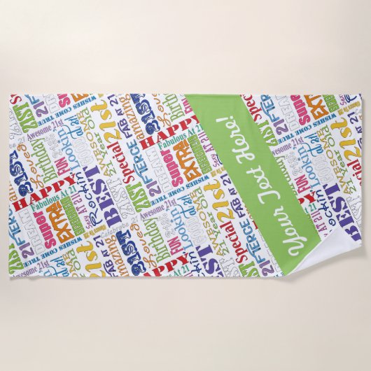 Serviette De Plage Cadeaux Uniques Et Spéciaux De Fête Du 21E Anniver (Devant)