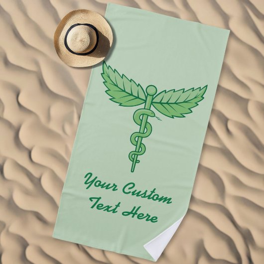 Serviette De Plage Caducée avec feuilles