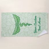 Serviette De Plage Caducée avec fond de feuilles (Devant)