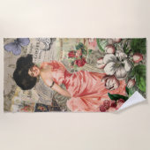 Serviette De Plage Café Lady Victorian Femme Rose Classy (Devant)