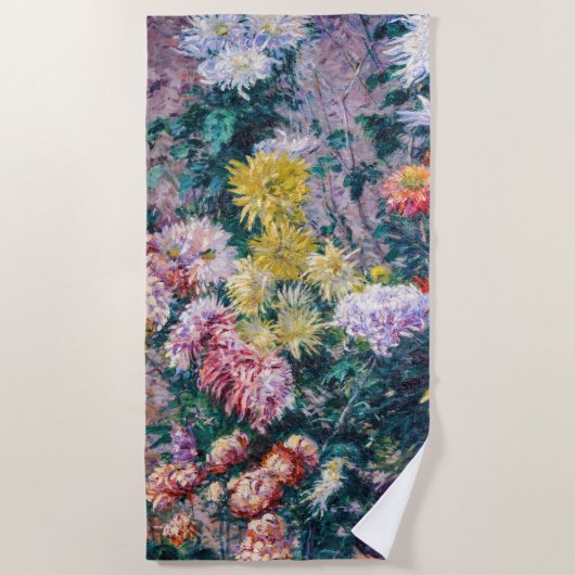 Serviette De Plage Caillebotte - Chrysanthèmes blancs et jaunes (Devant)