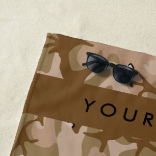 Serviette De Plage Cailloux de camouflage du désert, Votre nom, Perso