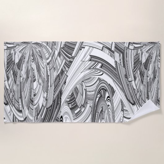 Serviette De Plage Calamité noir et blanc Art géométrique (Devant)