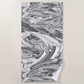 Serviette De Plage Calamité noir et blanc Art géométrique (Devant)