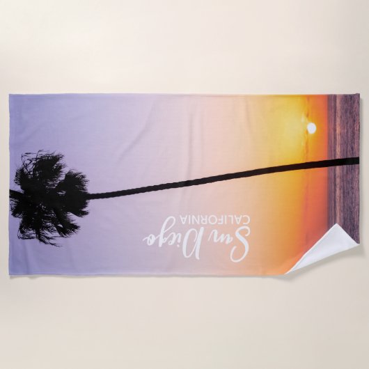 Serviette De Plage California Palm Tree Beach Sunset San Diego (Devant)