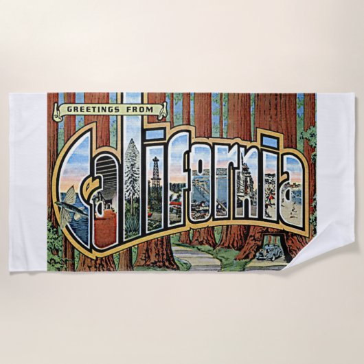 Serviette De Plage California State salue Retro West Coast Art (Devant)