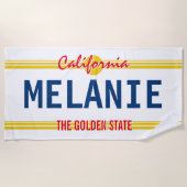 Serviette De Plage Californie plaque d'immatriculation retro style pe (Devant)