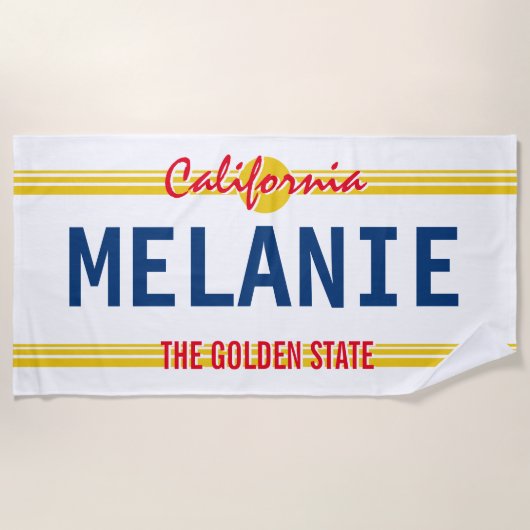 Serviette De Plage Californie plaque d'immatriculation retro style pe (Devant)