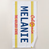 Serviette De Plage Californie plaque d'immatriculation retro style pe (Devant)