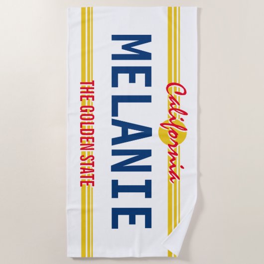 Serviette De Plage Californie plaque d'immatriculation retro style pe (Devant)