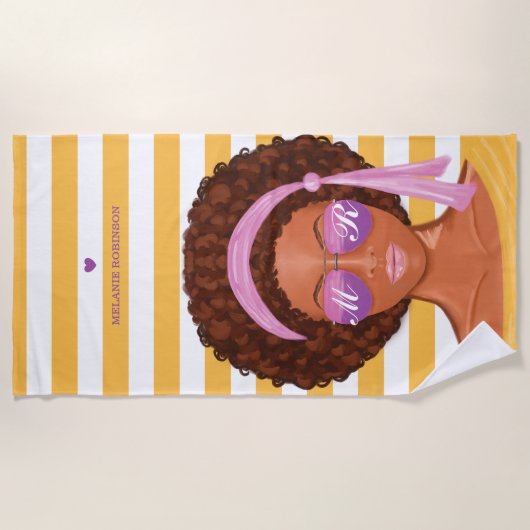 Serviette De Plage Californie tendance Africain American Beach Beauté (Devant)