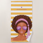 Serviette De Plage Californie tendance Africain American Beach Beauté (Devant)